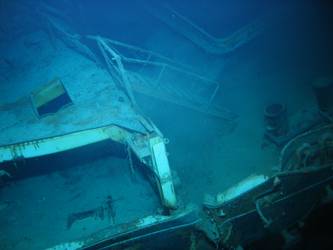 Ladder from well deck to forecastle on port side